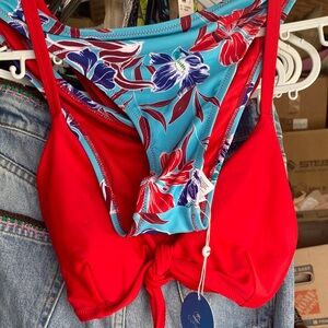 Cupshe Red and Blue Floral Bikini